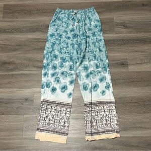 E by Eloise Small Pants Garden Gate Lounge Swiss Dot Floral Elastic Waist PullOn